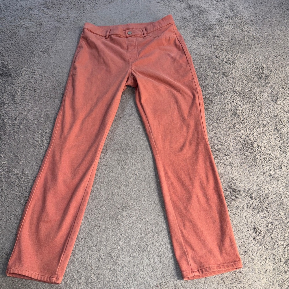 Uniqlo Womens Leggings Pants Large Salmon Pink Stretch Cotton Blend
